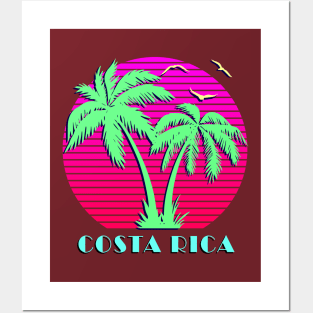 Costa Rica Palm Trees Sunset Posters and Art